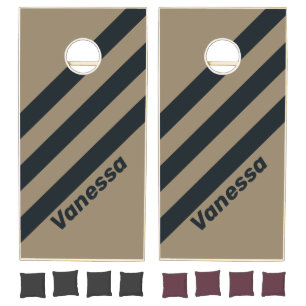 Retro Desert Three Stripes with Name Cornhole Set