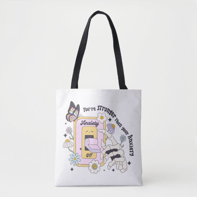 Retro Design Anxiety Positivity  Tote Bag (Front)