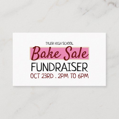 Retro Design Charity Bake Sale Event Advertising  Business Card