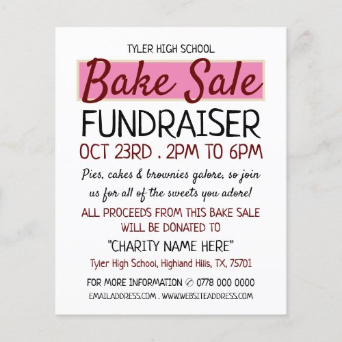 Retro Design Charity Bake Sale Event Advertising Flyer