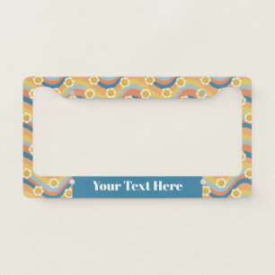Retro Design Daisy Flower Personalized  License Plate Frame