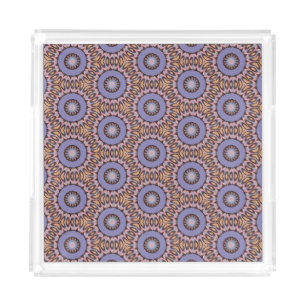 Retro design orange and purple circular pattern acrylic tray