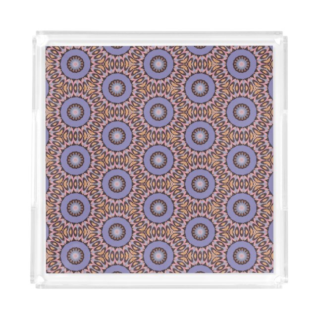 Retro design orange and purple circular pattern acrylic tray (Front)