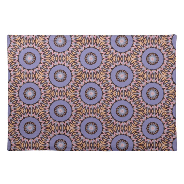 Retro design orange and purple circular pattern cloth placemat (Front)