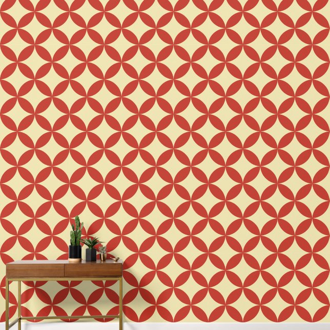 Retro design red yellow 60s pattern wallpaper  (Hallway)