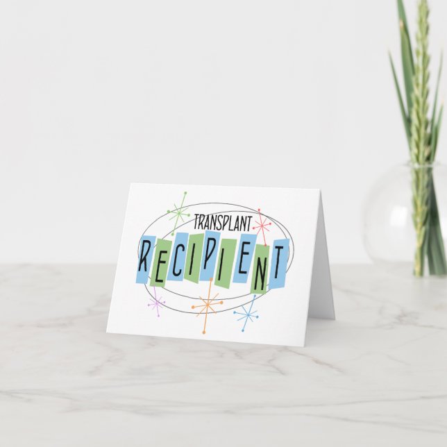 Retro design Transplant Recipient Letterpress Thank You Card (Front)