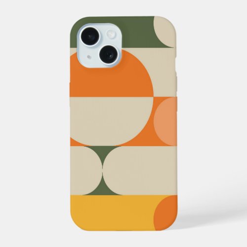 Retro design vintage pattern green orange color iPhone 15 case
