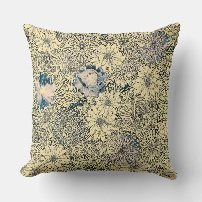 Retro design with flowers throw pillow (Front)