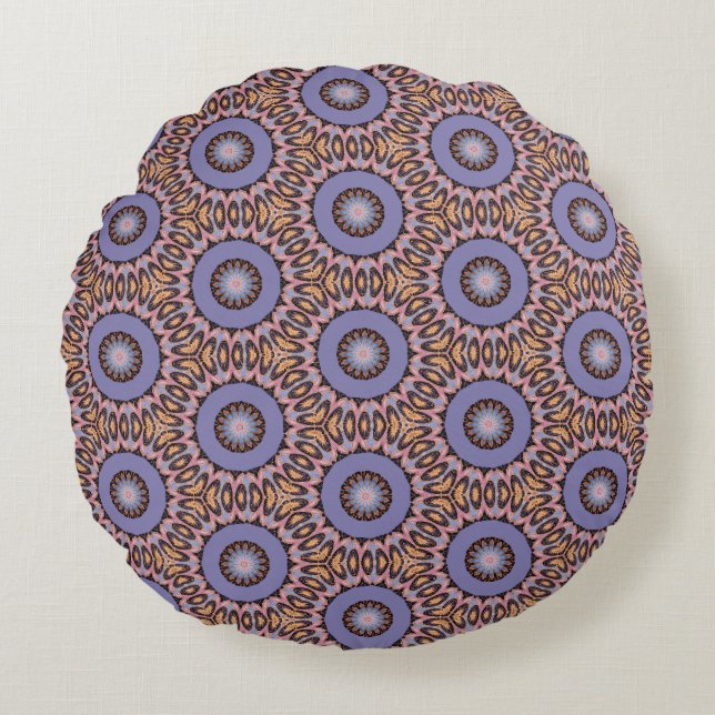  Retro Design with Orange & Purple Circles  Round Pillow (Front)