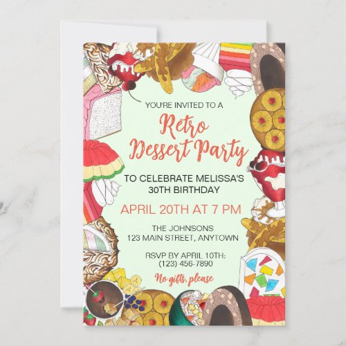 Retro Dessert Party Gelatin Salad Cake Sherbet Invitation