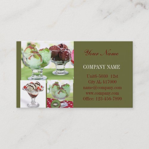 Retro dessert sundae ice cream business card