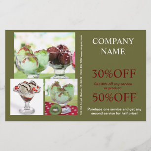Retro dessert sundae ice cream flyer