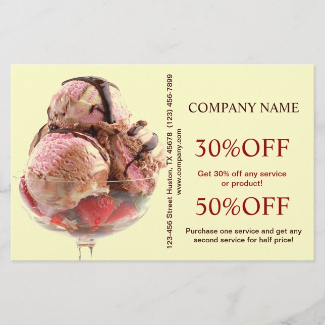 Retro dessert sundae sweets ice cream flyer (Front)