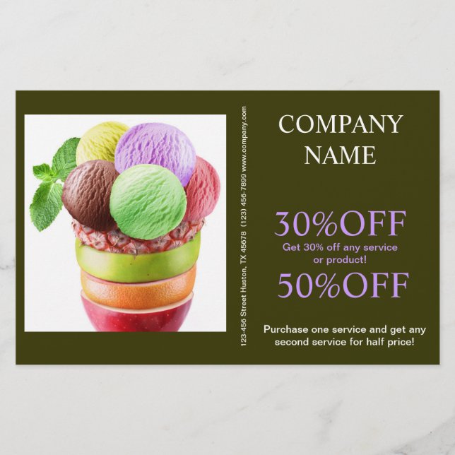 Retro dessert sundae sweets ice cream flyer (Front)