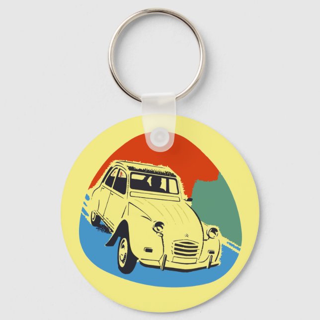 Retro Deux Chevaux the tin snail Keychain (Front)
