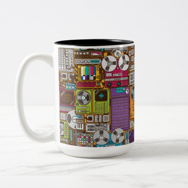 Retro Devices Recording Studio Two-Tone Coffee Mug (Left)