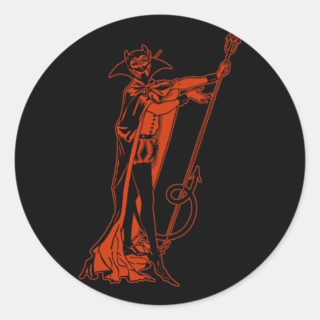 Retro Devil Classic Round Sticker (Front)
