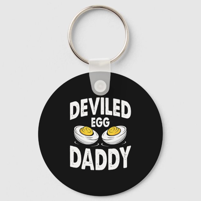 Retro Deviled Egg Daddy Funny Thanksgiving Fathers Keychain (Front)