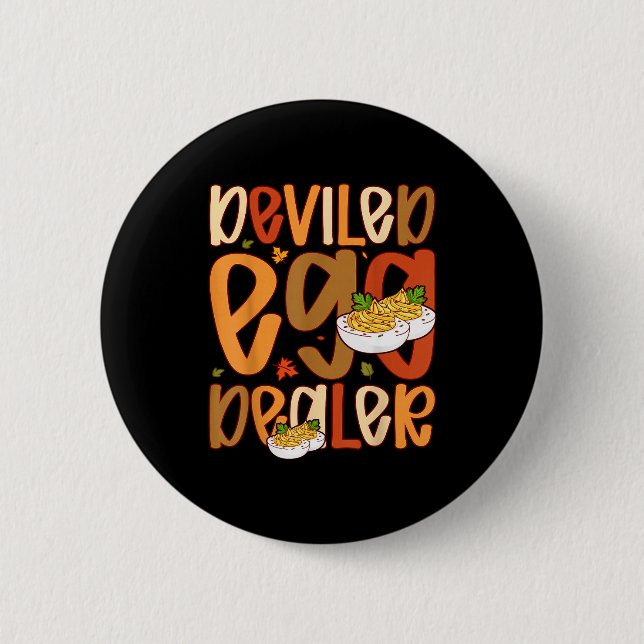 Retro Deviled Egg Er Thanksgiving Dinner Funny  Button (Front)