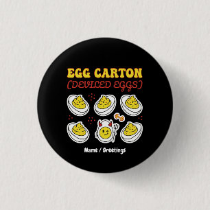 Retro Deviled Egg Six Pack Fitness Pun Vintage Egg Button