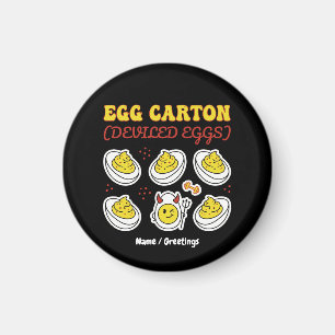 Retro Deviled Egg Six Pack Fitness Pun Vintage Egg Magnet