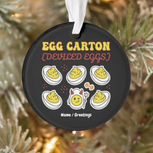 Retro Deviled Egg Six Pack Fitness Pun Vintage Egg Ornament