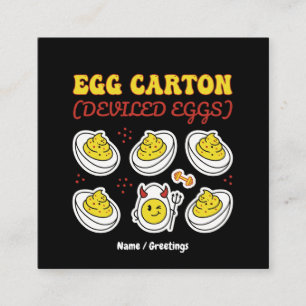 Retro Deviled Egg Six Pack Fitness Pun Vintage Egg Square Business Card