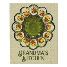 Retro Deviled Eggs Faux Wrapped Canvas Print
