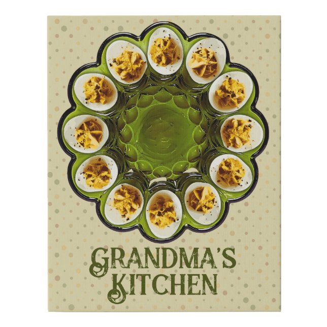 Retro Deviled Eggs Faux Wrapped Canvas Print (Front)