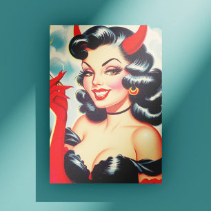 Retro Devilish  Pin-up Postcard