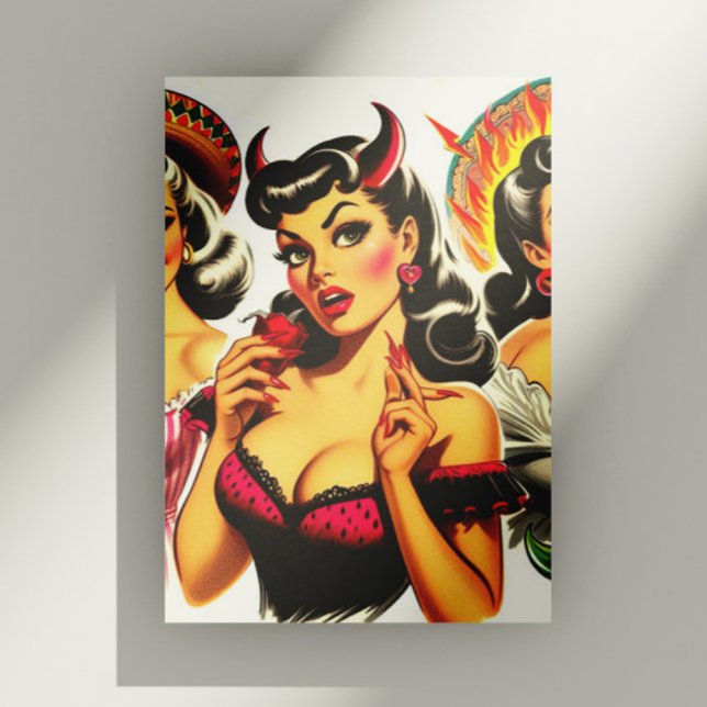 Retro Devilish Pin-up Postcard (Creator Uploaded)