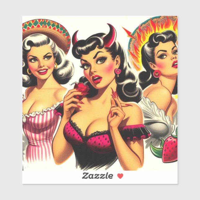 Retro Devilish Pin-up Sticker (Sheet)
