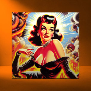 Retro Devilish Pinup Ceramic Tile