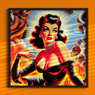 Retro Devilish Pinup Poster