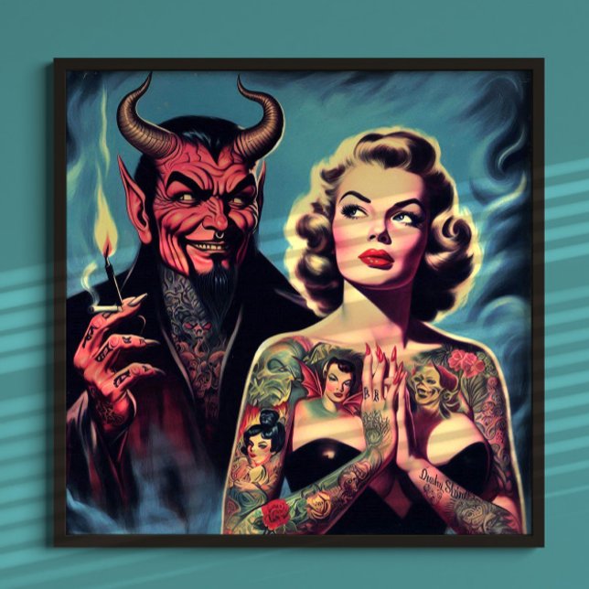 Retro Devilish Tattooed Pin-up Poster (Creator Uploaded)