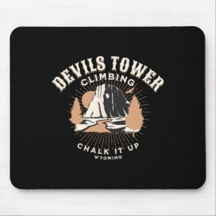 Retro Devils Tower Wyoming Mountain Rock Climbing Mouse Pad