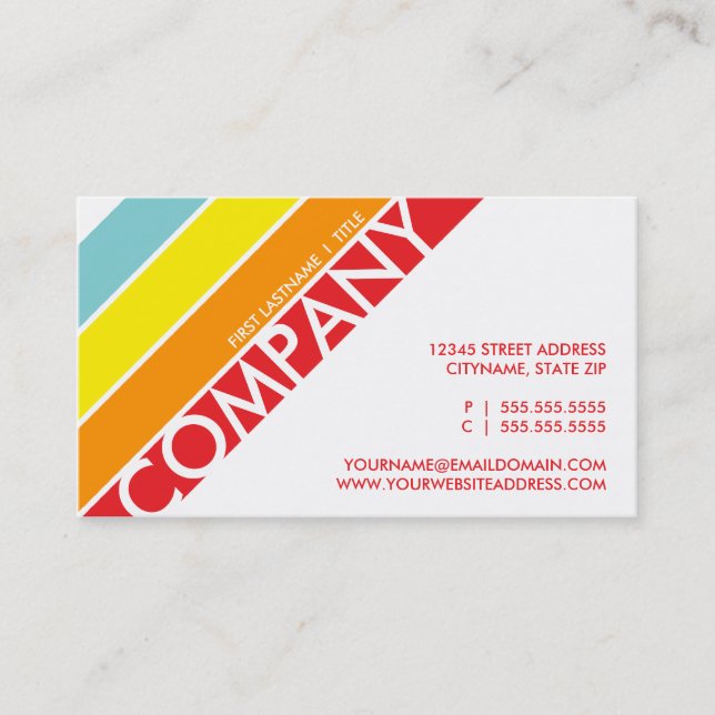 retro diagonal business card (Front)