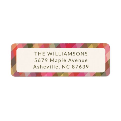 Retro Diagonal Christmas Plaid Cute Return Address Label