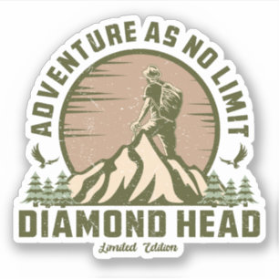 Retro Diamond Head Hike Sunset Sticker