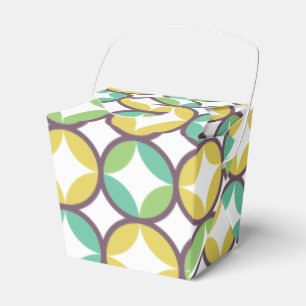 Retro Diamond in Circle Pattern Blue Green Gold Favor Boxes