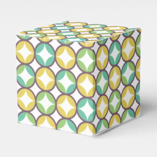 Retro Diamond in Circle Pattern Blue Green Gold Favor Boxes