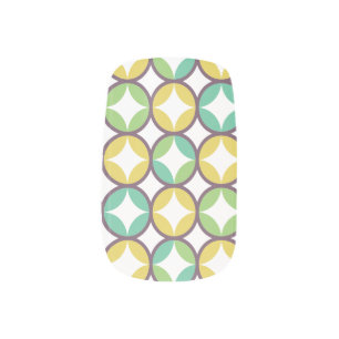 Retro Diamond in Circle Pattern Blue Green Gold Minx Nail Art
