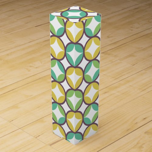 Retro Diamond in Circle Pattern Blue Green Gold Wine Box