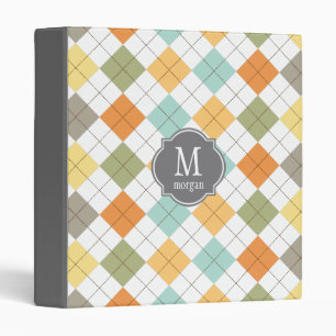 Retro Diamond Pattern Monogram Binder