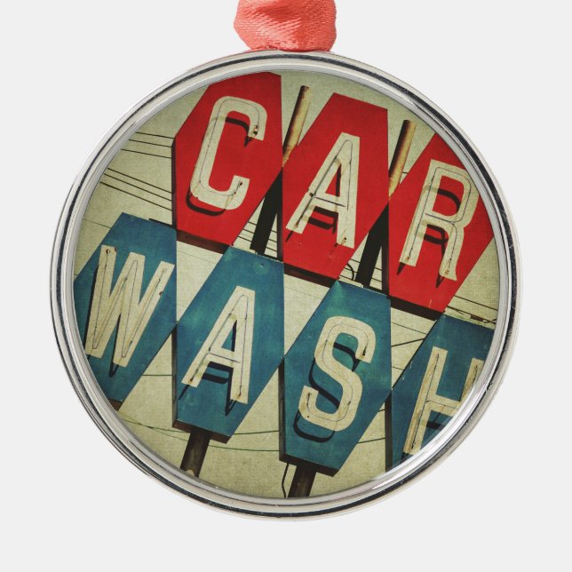 Retro Diamond Shaped Car Wash Sign Metal Ornament (Front)
