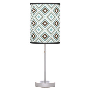 Retro Diamonds Brown Turquoise Table Lamp