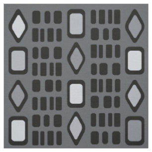 Retro Diamonds Rectangles Black Gray Fabric