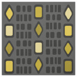 Retro Diamonds Rectangles Black Ochre Fabric
