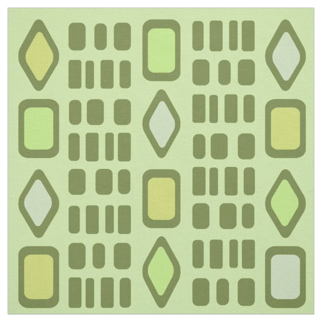 Retro Diamonds Rectangles Chartreuse Fabric (Swatch)