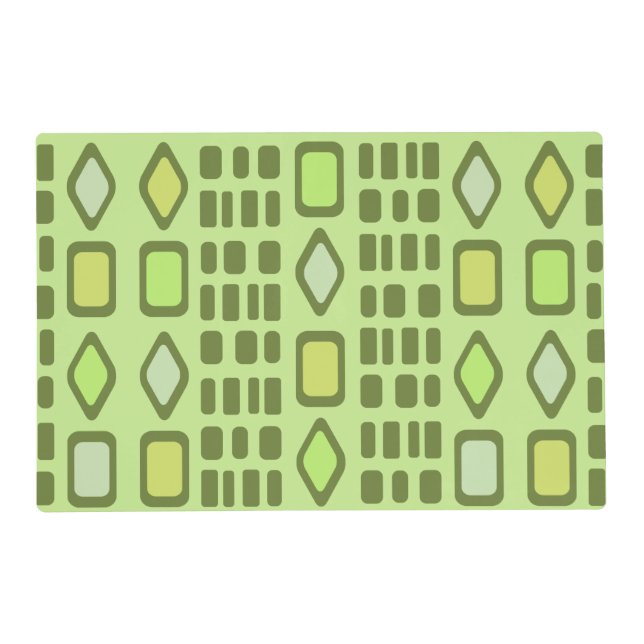 Retro Diamonds Rectangles Chartreuse Placemat (Front)
